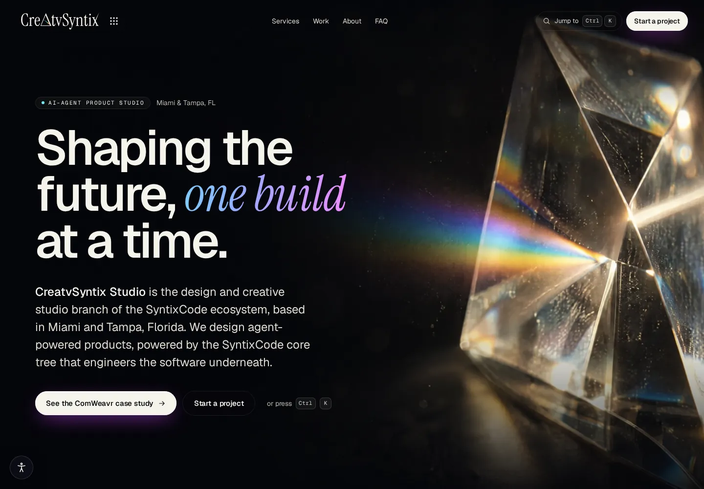 CreatvSyntix AI-forward design studio homepage