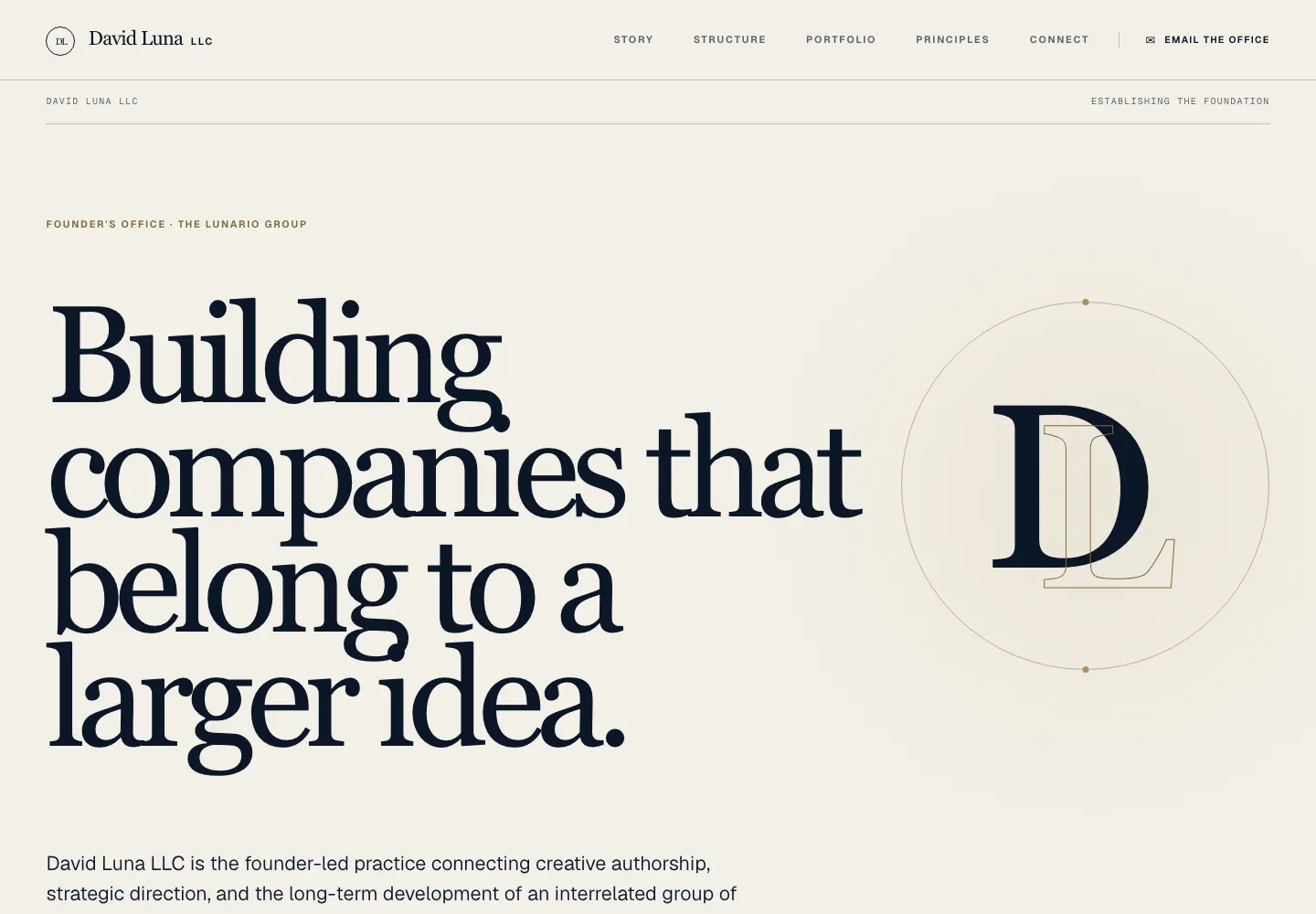 David Luna LLC founder's office homepage