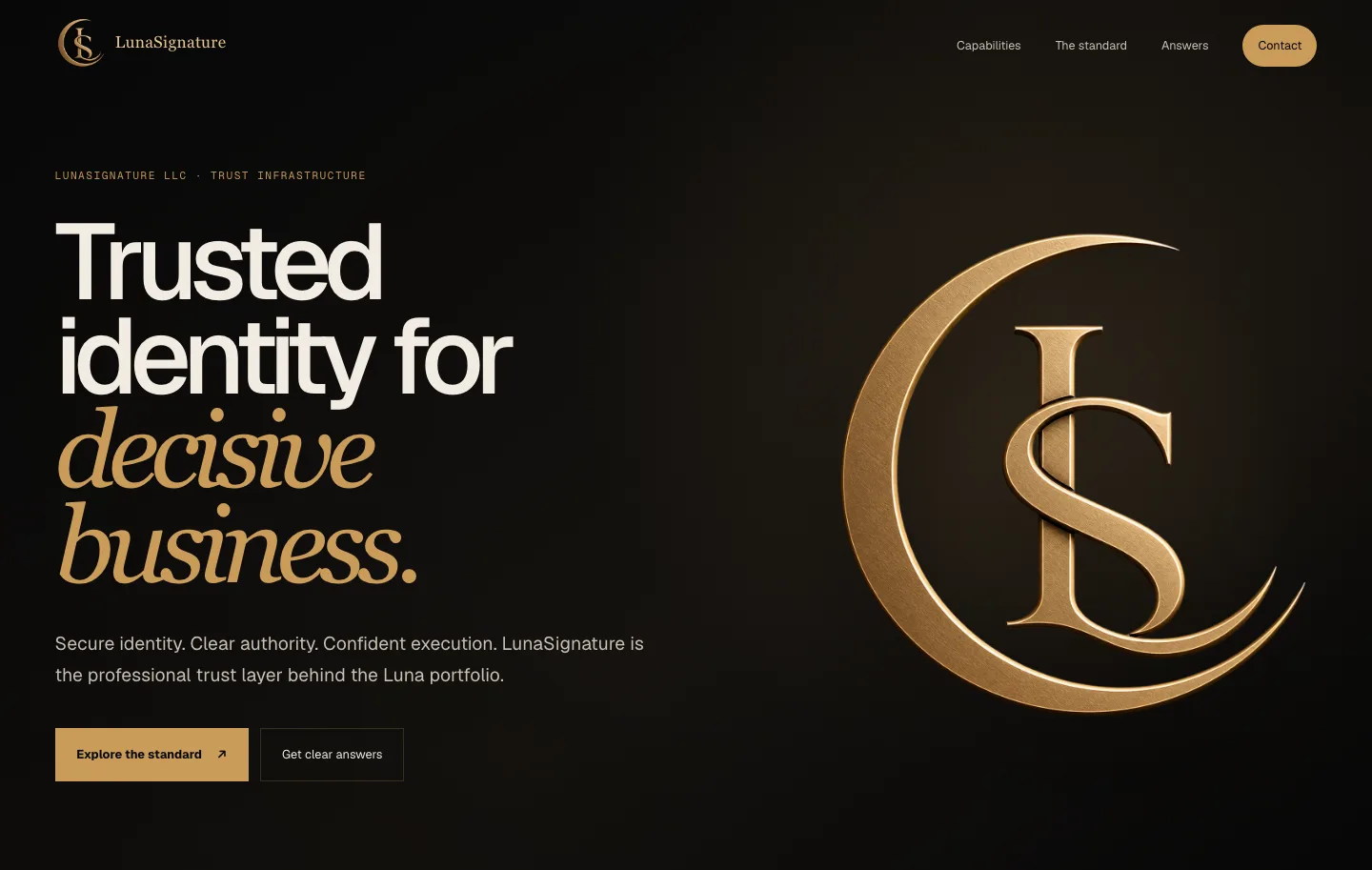 LunaSignature trust infrastructure homepage