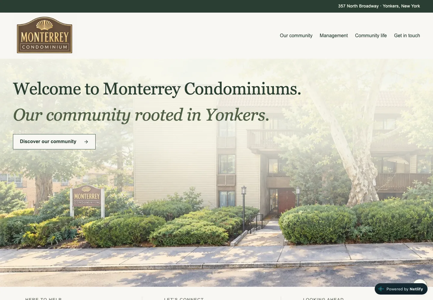 Monterrey Condominium community website homepage